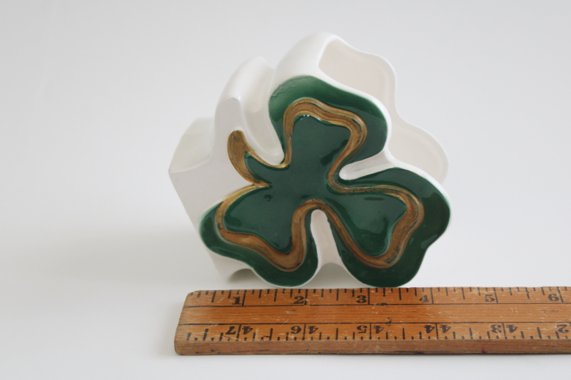 photo of vintage Relpo Japan ceramic planter, St Patricks Day green clover shamrock #3