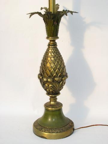 photo of vintage Rembrandt brass pineapple lamp with glass diffuser #1