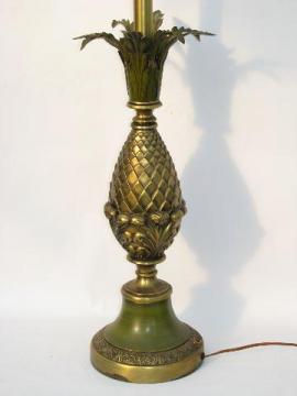 catalog photo of vintage Rembrandt brass pineapple lamp with glass diffuser