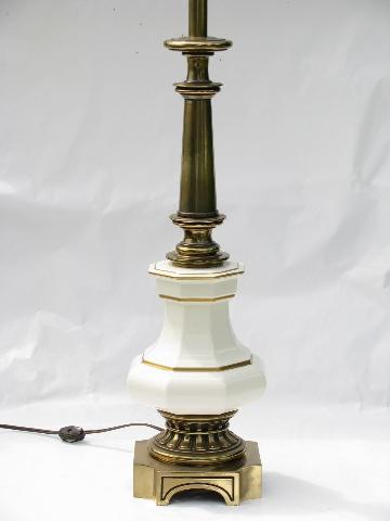 photo of vintage Rembrandt table lamp, heavy solid brass w/ glossy white #1