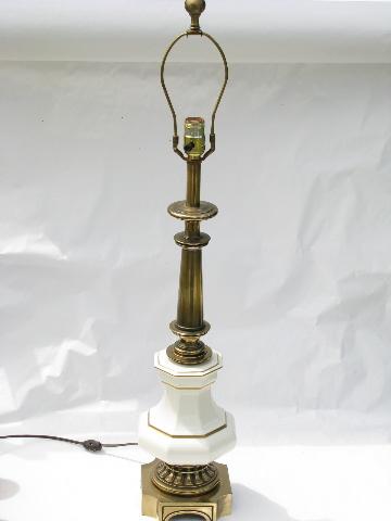 photo of vintage Rembrandt table lamp, heavy solid brass w/ glossy white #2