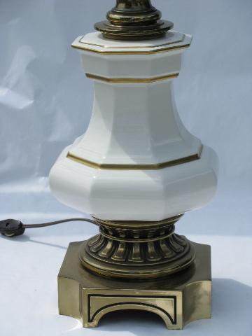 photo of vintage Rembrandt table lamp, heavy solid brass w/ glossy white #3