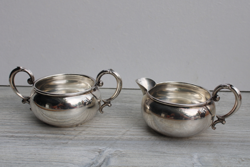 photo of vintage Revere Silversmiths sterling silver creamer & sugar set, pitcher & open bowl #1