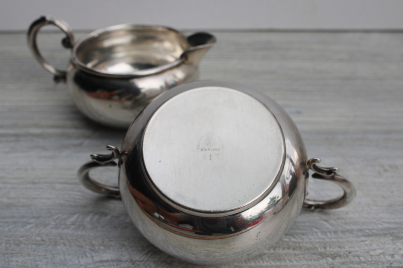 photo of vintage Revere Silversmiths sterling silver creamer & sugar set, pitcher & open bowl #2