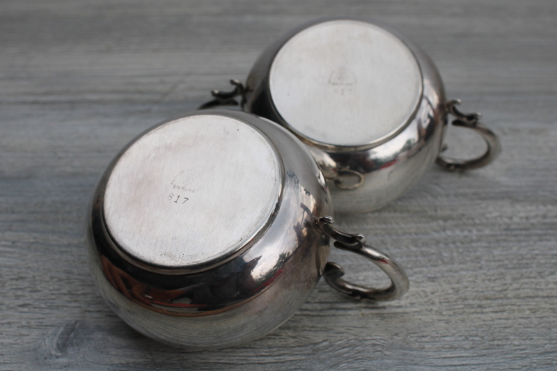 photo of vintage Revere Silversmiths sterling silver creamer & sugar set, pitcher & open bowl #3