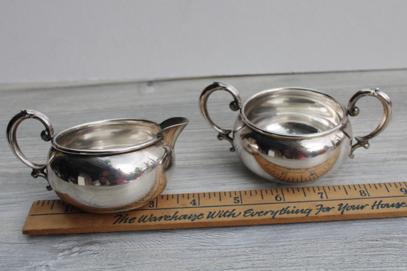 photo of vintage Revere Silversmiths sterling silver creamer & sugar set, pitcher & open bowl #4