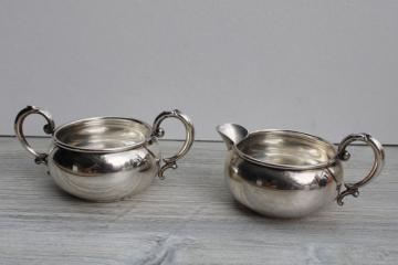 catalog photo of vintage Revere Silversmiths sterling silver creamer & sugar set, pitcher & open bowl