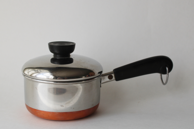 photo of vintage Revere Ware copper bottom stainless 3/4 quart sauce pan, saucepan w/ lid  #5