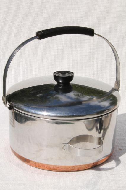 photo of vintage Revere Ware copper clad bail handle pot, 4 quart kettle w/ lid #1