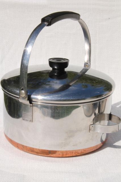 photo of vintage Revere Ware copper clad bail handle pot, 4 quart kettle w/ lid #2