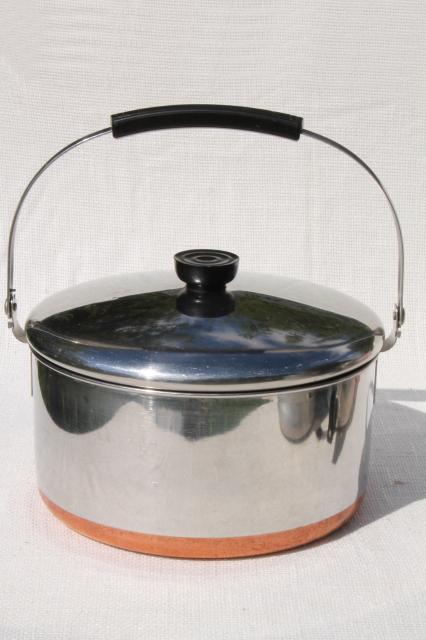 photo of vintage Revere Ware copper clad bail handle pot, 4 quart kettle w/ lid #4
