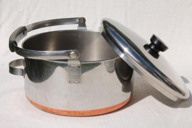 photo of vintage Revere Ware copper clad bail handle pot, 4 quart kettle w/ lid #5
