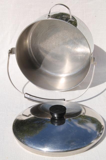 photo of vintage Revere Ware copper clad bail handle pot, 4 quart kettle w/ lid #7