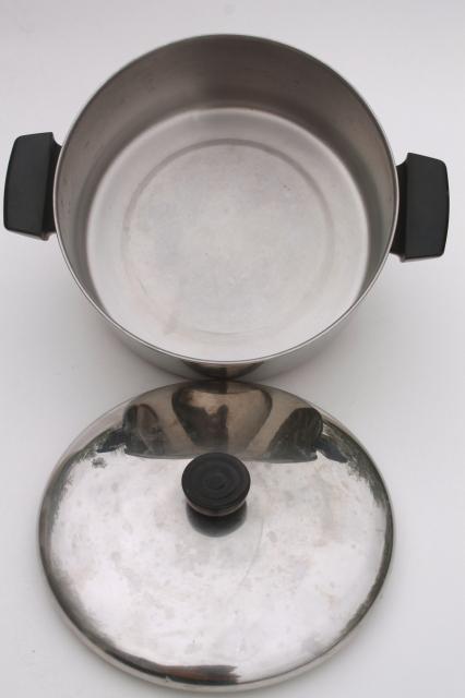 photo of vintage Revere Ware copper clad bottom stainless 2 qt saucepan, 4 1/2 qt stock pot w/ lids #7