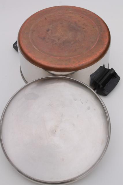 photo of vintage Revere Ware copper clad bottom stainless 2 qt saucepan, 4 1/2 qt stock pot w/ lids #9