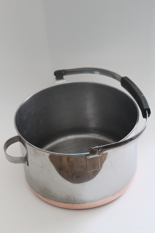 photo of vintage Revere Ware copper clad stainless stock pot w/ bail handle 4-5 quart size #1