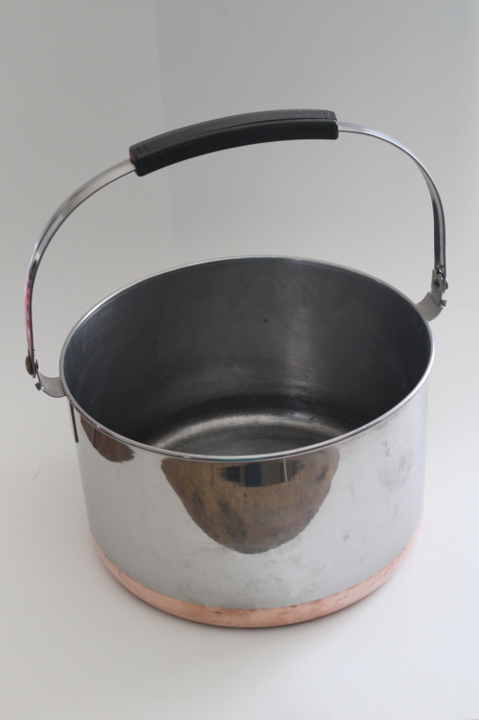 photo of vintage Revere Ware copper clad stainless stock pot w/ bail handle 4-5 quart size #3