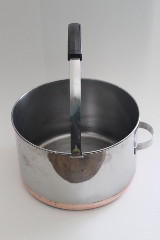 photo of vintage Revere Ware copper clad stainless stock pot w/ bail handle 4-5 quart size #4