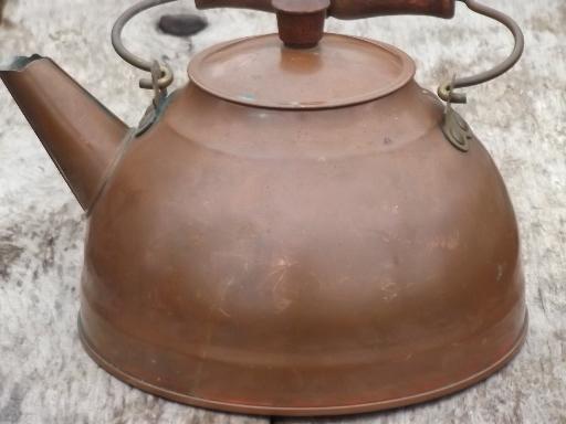 photo of vintage Revere Ware copper tea kettle w/ wood handle #3