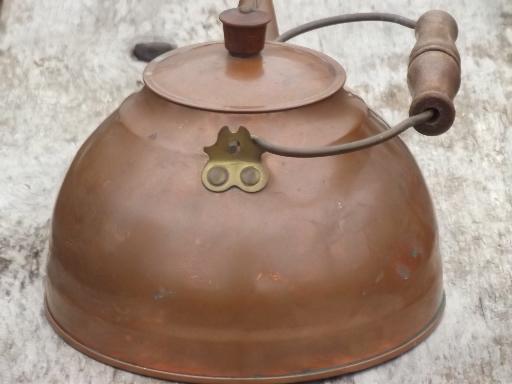 photo of vintage Revere Ware copper tea kettle w/ wood handle #4