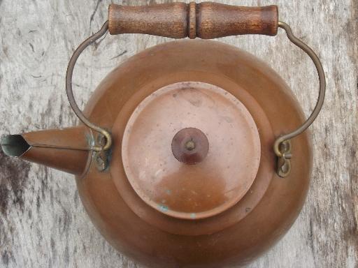 photo of vintage Revere Ware copper tea kettle w/ wood handle #5