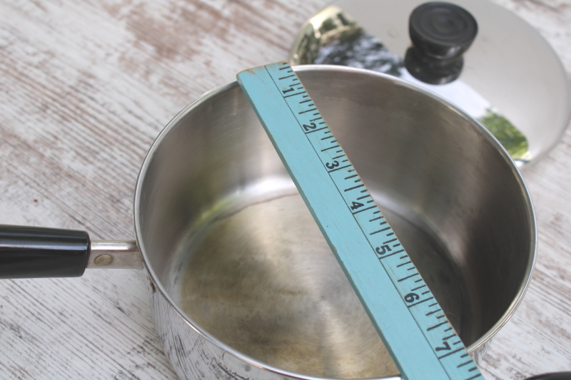 photo of vintage Revere Ware stainless 2 qt saucepan pot w/ lid & 1801 steamer insert pan  #5