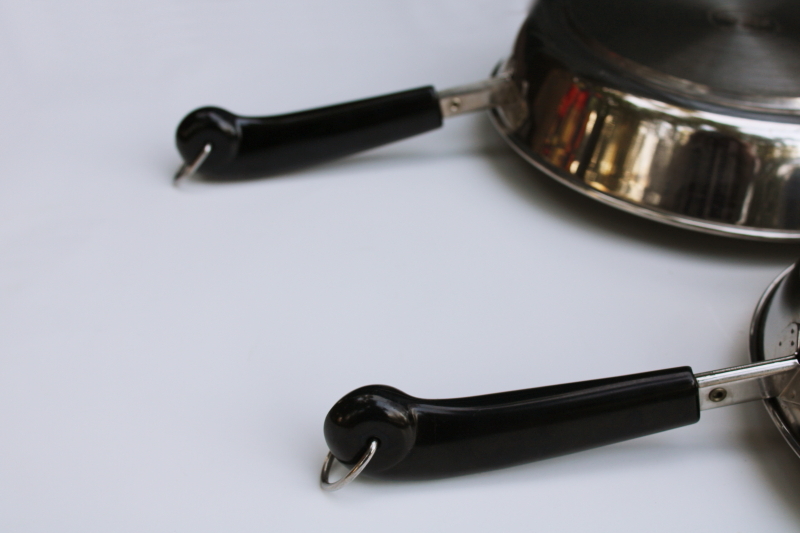 photo of vintage Revere Ware tri-ply stainless skillets, lot of two 10 inch frying pans no lids  #7