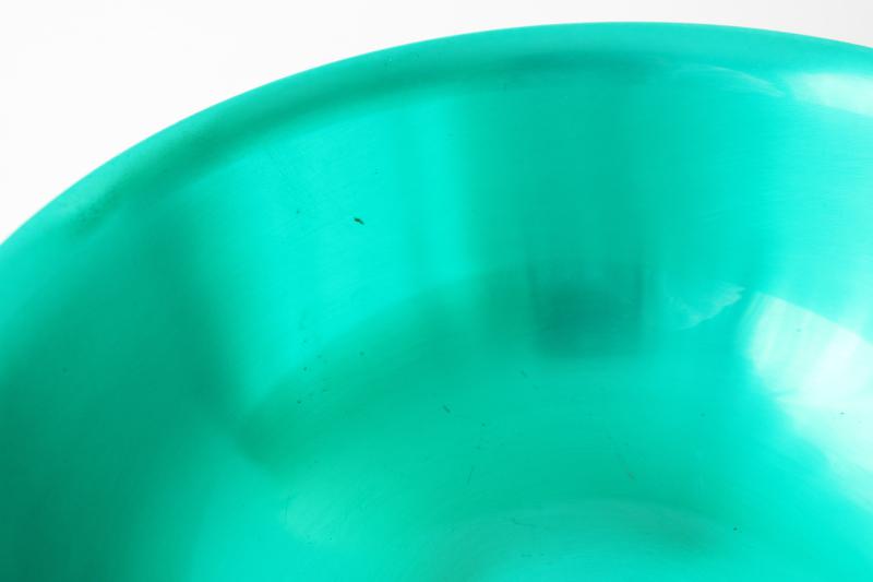 photo of vintage Revere style bowl, emerald green color lined silver plate dish  #2