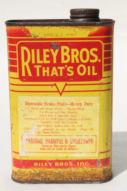 photo of vintage Riley Bros That's Oil can, old advertising tin from garage gas station auto body shop #4