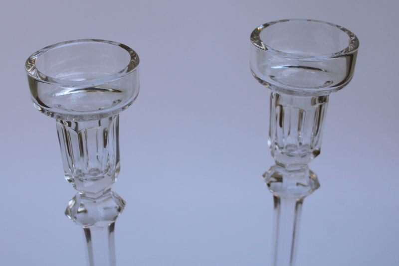photo of vintage Rogaska crystal candle holders, Richmond candlesticks pair etched mark & label  #5