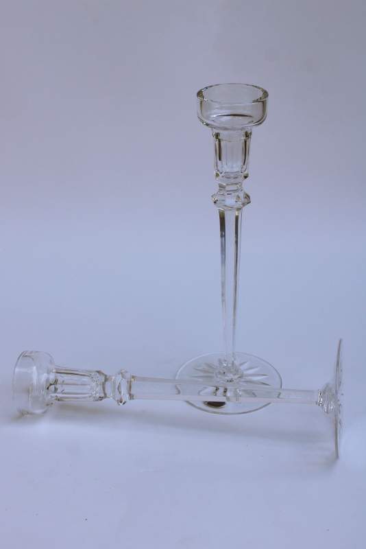 photo of vintage Rogaska crystal candle holders, Richmond candlesticks pair etched mark & label  #6