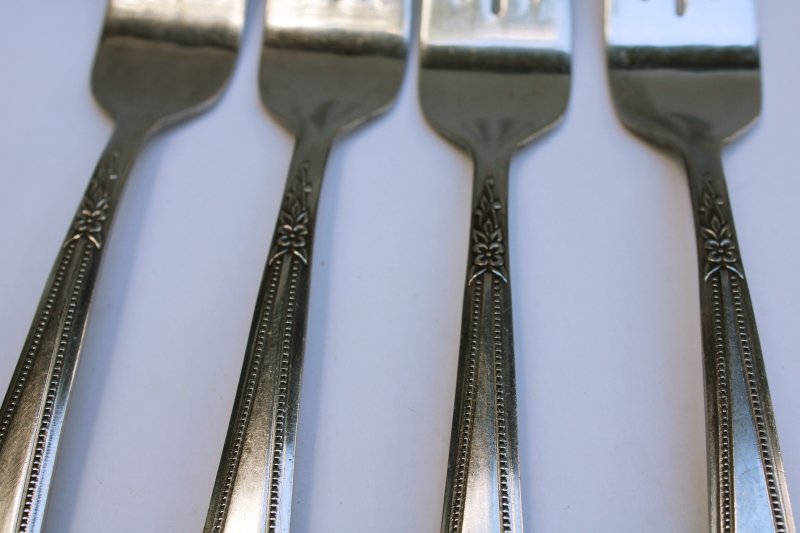 photo of vintage Rogers Korea stainless flatware Stanley Roberts Beaded Elegance dinner forks set of 4  #2