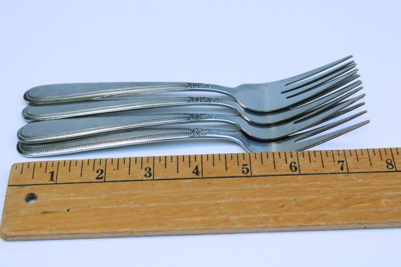 photo of vintage Rogers Korea stainless flatware Stanley Roberts Beaded Elegance dinner forks set of 4  #3