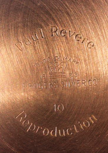 photo of vintage Rogers copper Revere bowl w/ brass foot, large solid copper bowl #6
