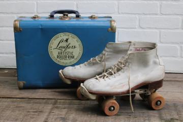 catalog photo of vintage Roller Derby skates good wheels Hyde white leather boots size 10 