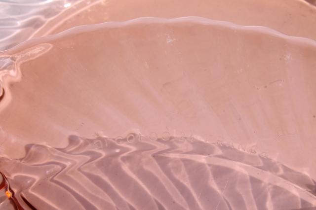 photo of vintage Rosaline pink swirl glass plates set of 4, Arcoroc France depression glass #4