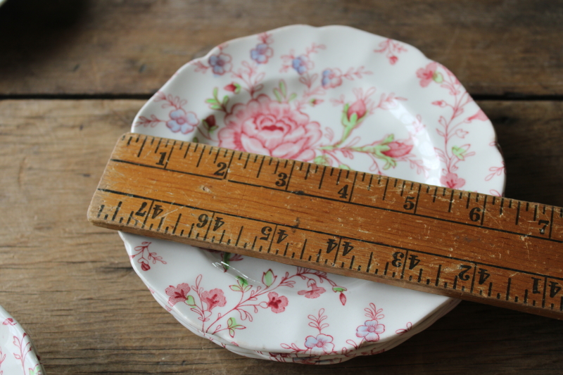 photo of vintage Rose Chintz china Johnson Bros England, cake plates & dessert dishes set for 4  #6