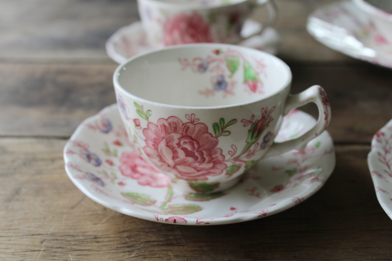 photo of vintage Rose Chintz china Johnson Bros England, dinner plates, bowls, cups & saucers  #5