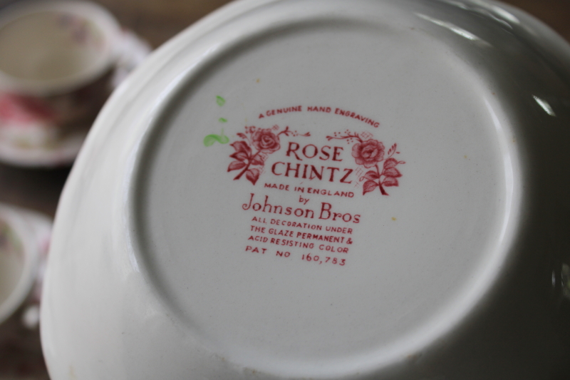 photo of vintage Rose Chintz china Johnson Bros England, dinner plates, bowls, cups & saucers  #7