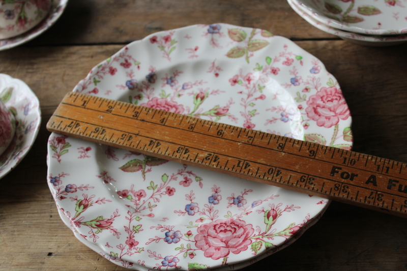 photo of vintage Rose Chintz china Johnson Bros England, dinner plates, bowls, cups & saucers  #11