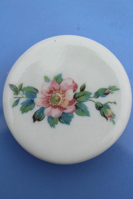 photo of vintage Rose Parade Hall china casserole baking dish w/ lid, sky blue w/ wild roses  #6