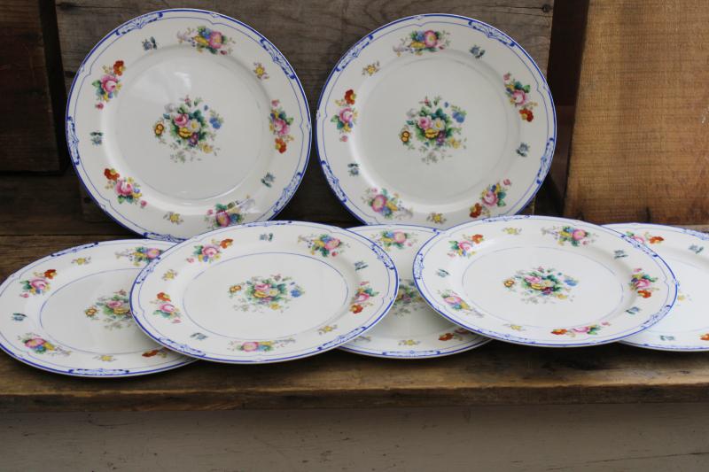 photo of vintage Rosebleu Noritake Japan hand painted china dinner plates, old M mark #1