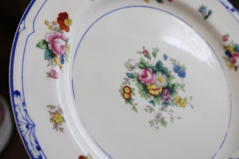 photo of vintage Rosebleu Noritake Japan hand painted china dinner plates, old M mark #2