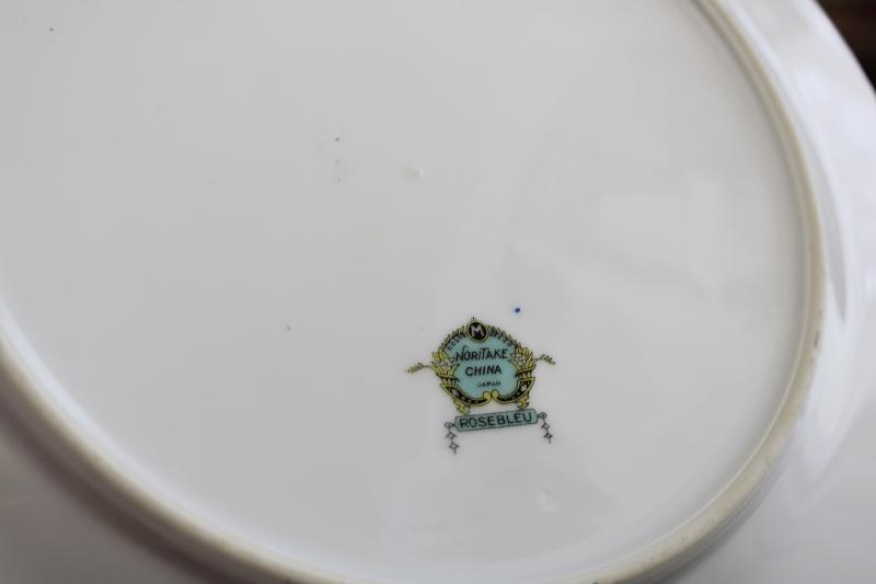 photo of vintage Rosebleu Noritake Japan hand painted china dinner plates, old M mark #6