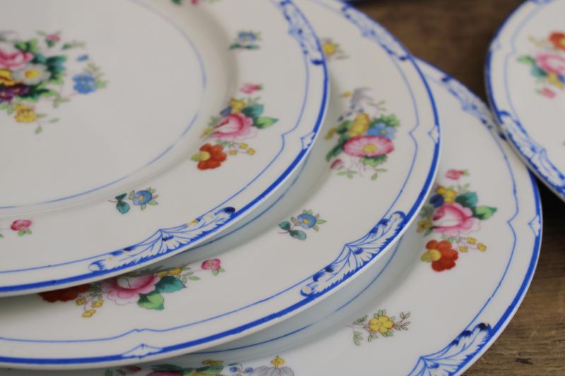 photo of vintage Rosebleu Noritake Japan hand painted china dinner plates, old M mark #7