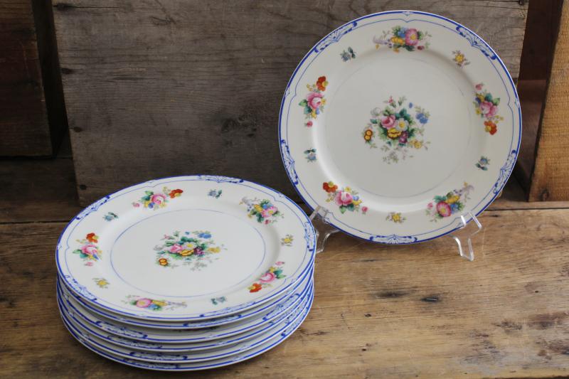 photo of vintage Rosebleu Noritake Japan hand painted china dinner plates, old M mark #8