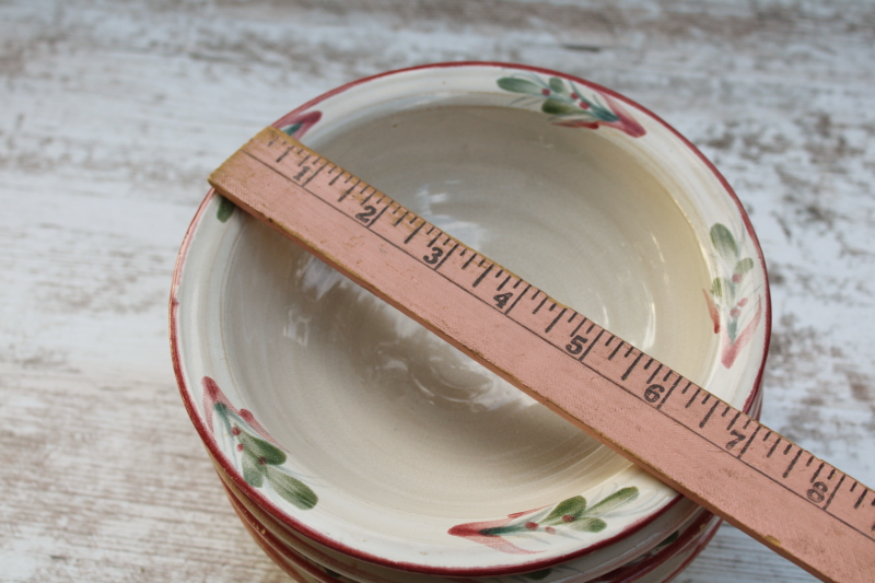 photo of vintage Rowe pottery French Country hand painted stoneware cereal or soup bowls set of 4  #7
