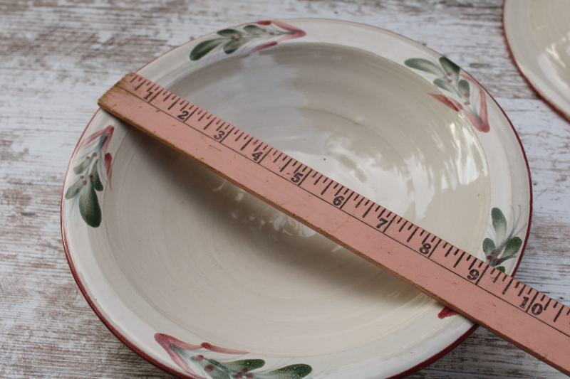 photo of vintage Rowe pottery French Country hand painted stoneware pasta or soup bowls set of 4  #2