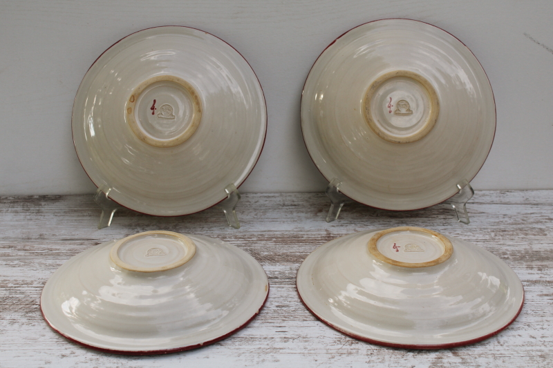 photo of vintage Rowe pottery French Country hand painted stoneware pasta or soup bowls set of 4  #11