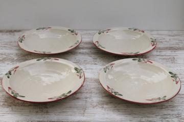 vintage Rowe pottery French Country hand painted stoneware pasta or soup bowls set of 4 